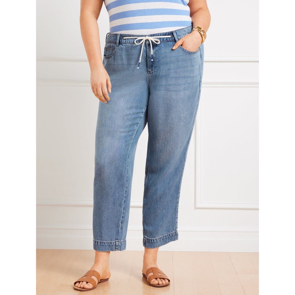 Talbots Summerweight Drawstring Ankle Pants Jeans Tencel Lyocell Plus Petite 18W